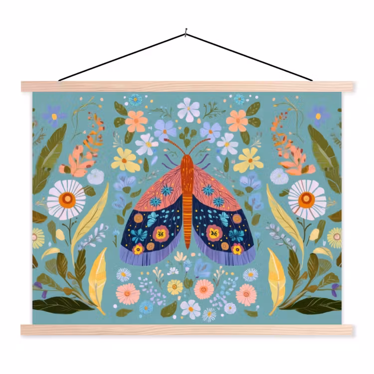 Schoolplaat - Vlinder - Sierlijk - Bloemen - Bladeren — 1
