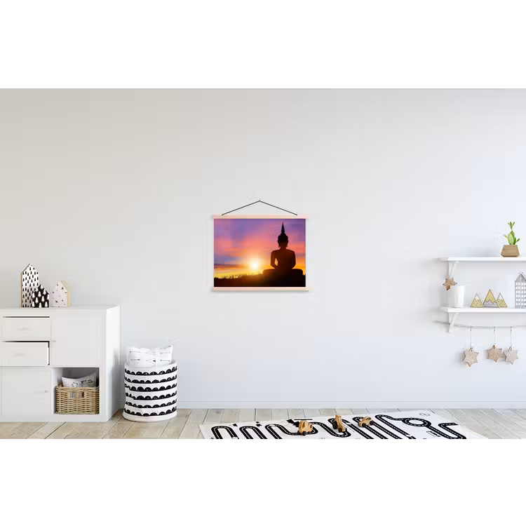 Schoolplaat - Zonsondergang - Horizon - Boeddha beeld - Buddha - Silhouette — 3
