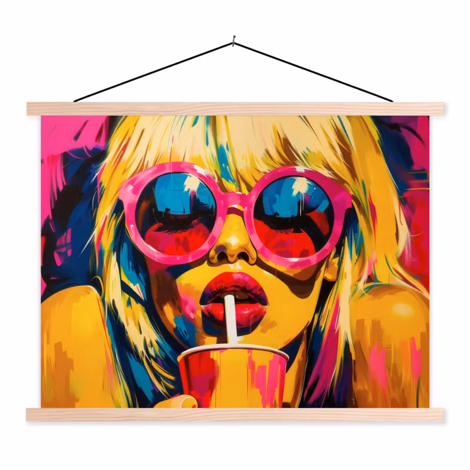 Schoolplaat - Zonnebril - Roze - Vrouw - Rietje — 1