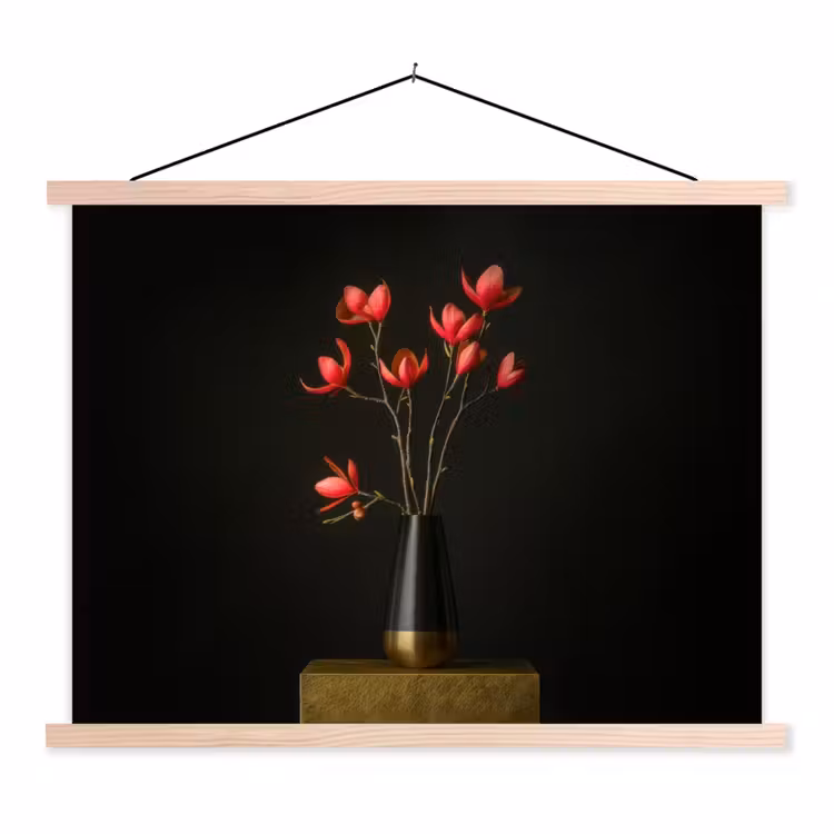 Schoolplaat - Rode - Bloemen - Vaas — 1