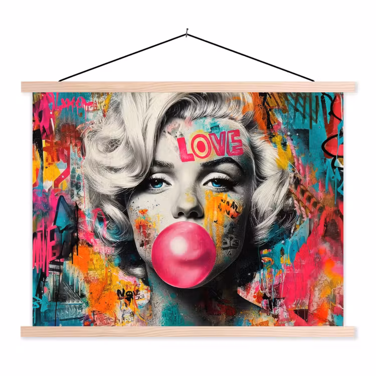 Schoolplaat - Vrouw - Kauwgom - Graffiti - Neonkleuren — 1