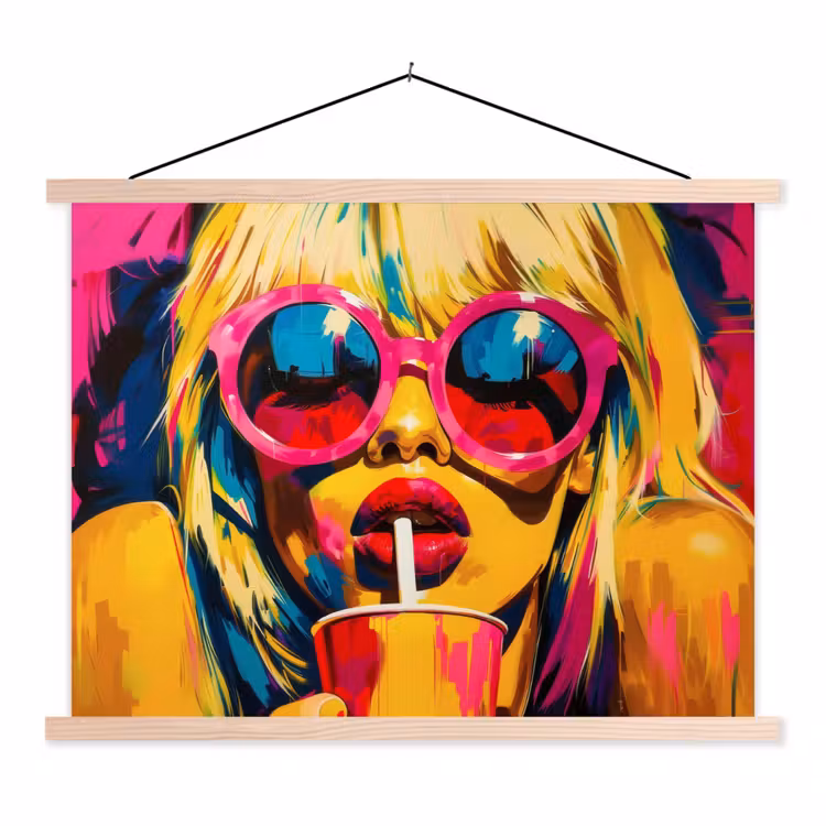 Schoolplaat - Zonnebril - Roze - Vrouw - Rietje — 1