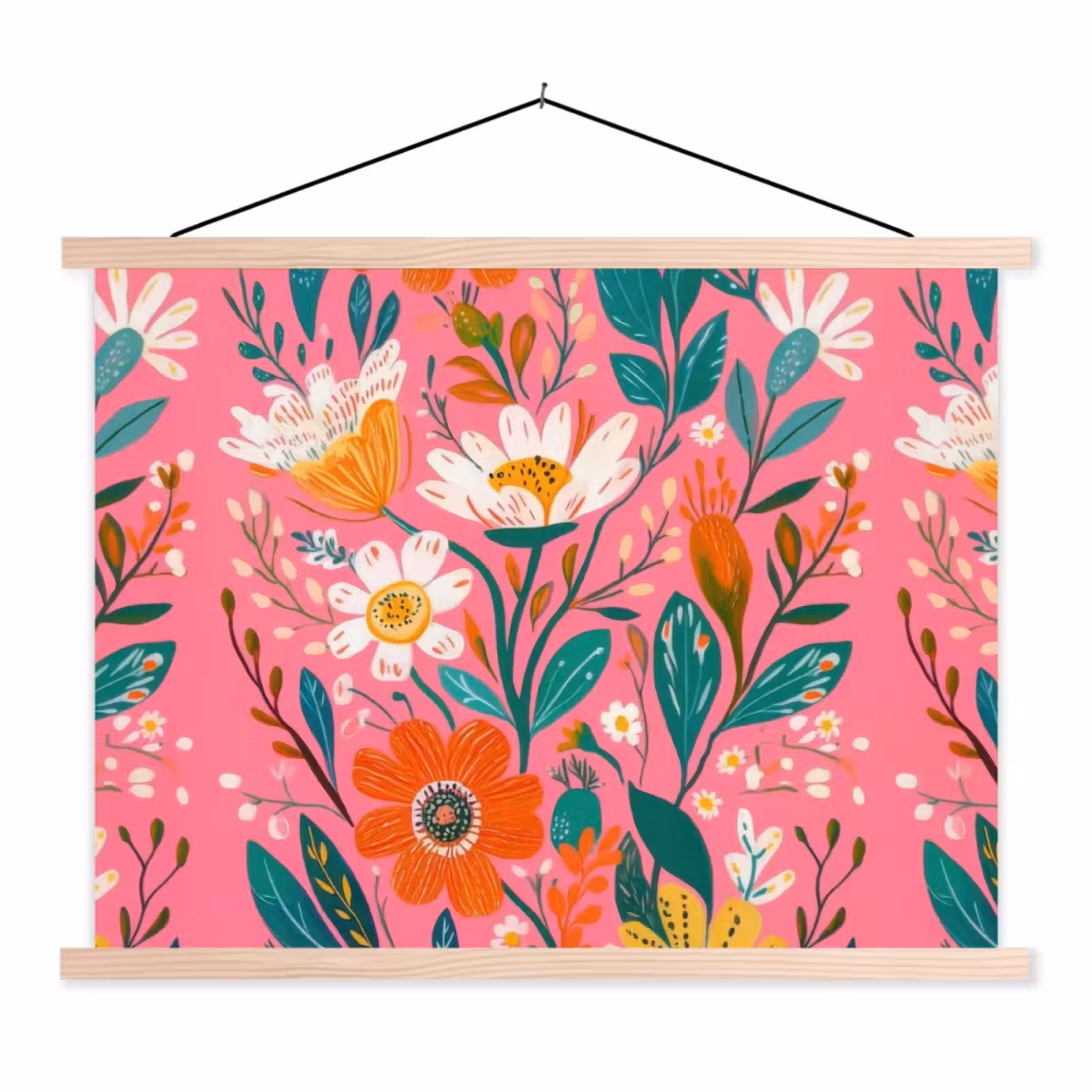Schoolplaat - Roze - Bloemen - Wit - Oranje — 1