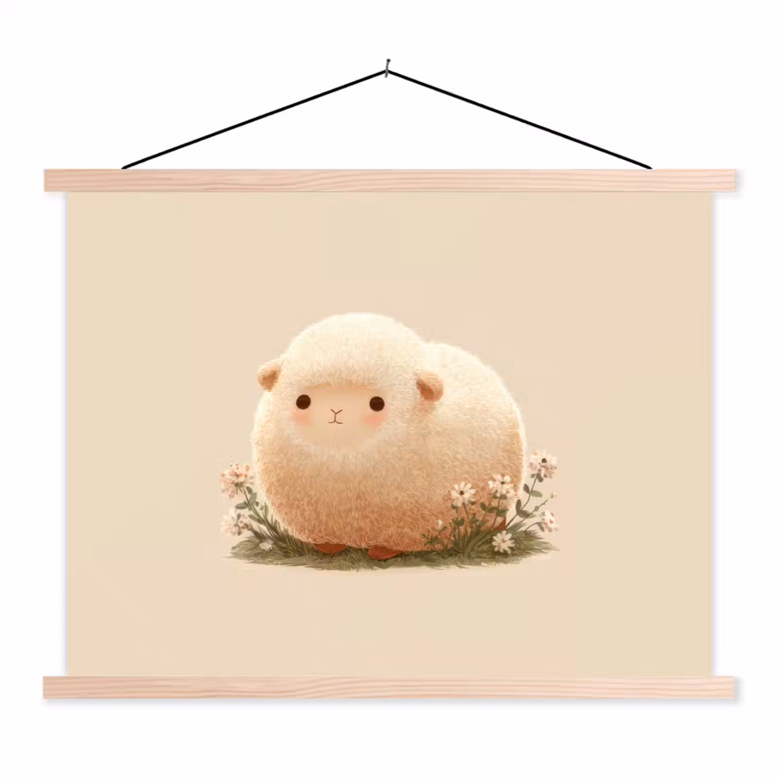 Schoolplaat - Schaap - Beige - Bloemen — 1