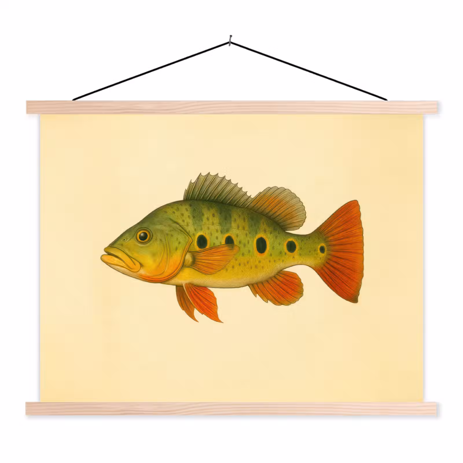Schoolplaat - Schubben - Vis - Groen - Illustratie — 1