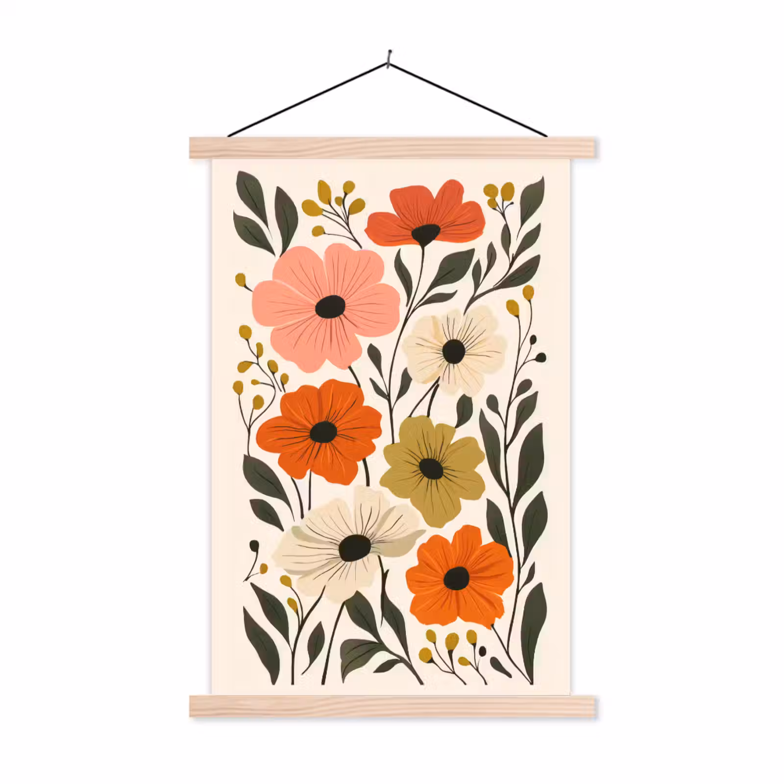 Schoolplaat - Veldbloemen - Stengels - Blaadjes - Groen — 1