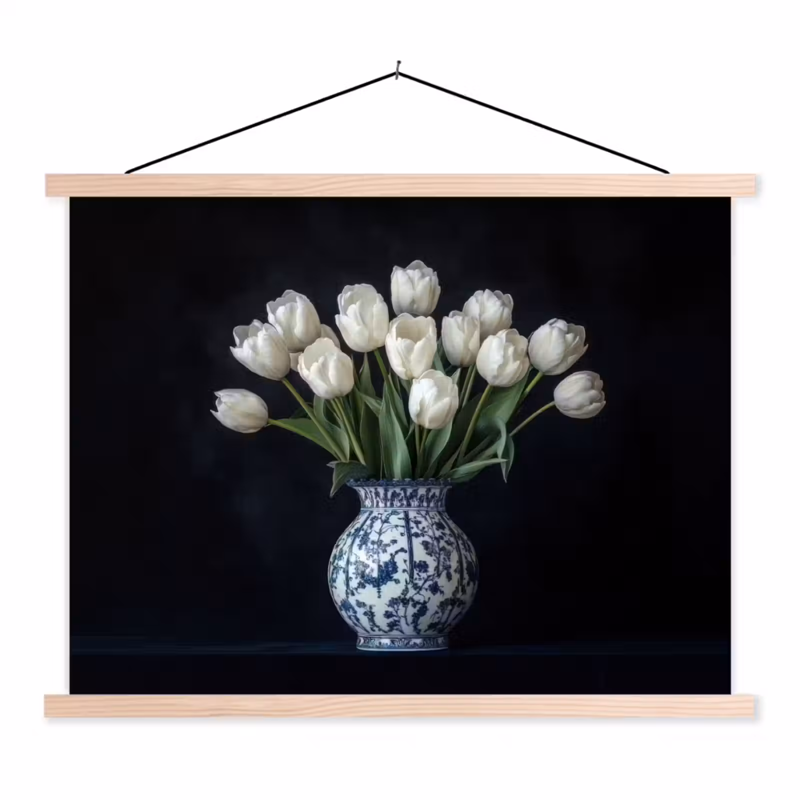 Schoolplaat - Wit - Bloemen - Tulpen - Vaas — 1