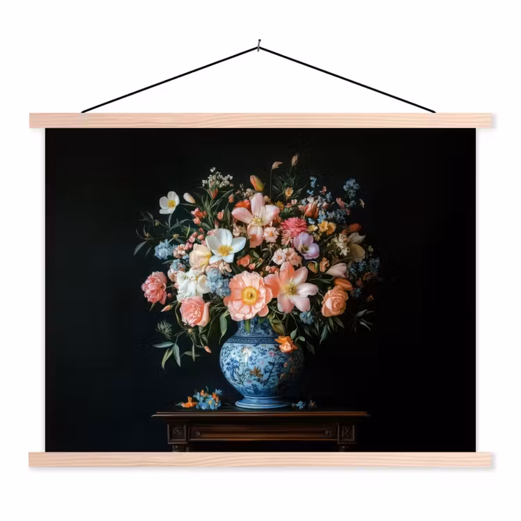 Schoolplaat - Roze - Bloemen - Vaas - Kleuren — 1