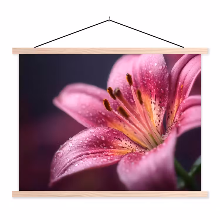 Schoolplaat - Roze - lelie - Dauwdruppels — 1
