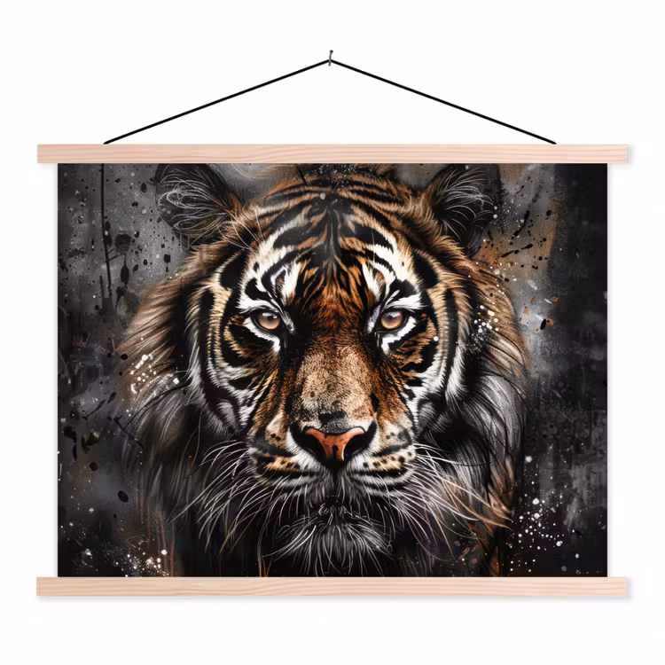 Schoolplaat - Tijger - Dieren - Portret - Luxe - Zwart — 1