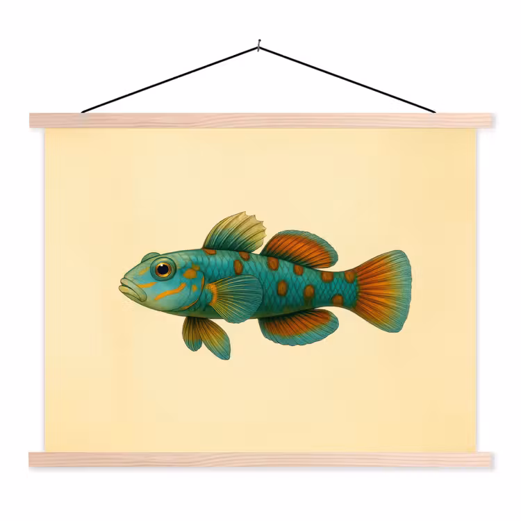 Schoolplaat - Vis - Blauw - Stippen - Schubben — 1