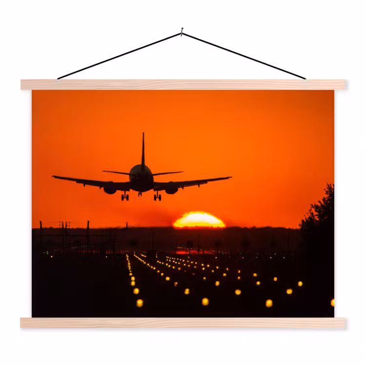 Schoolplaat - Zonsondergang - Vliegtuig - Oranje - Zon — 1