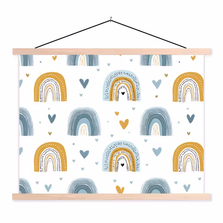 Schoolplaat - Patroon - Regenboog - Hartjes — 1