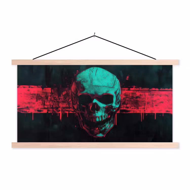 Schoolplaat - Schedel - Cyberpunk - Neon Rood — 1