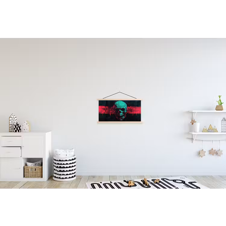 Schoolplaat - Schedel - Cyberpunk - Neon Rood — 3