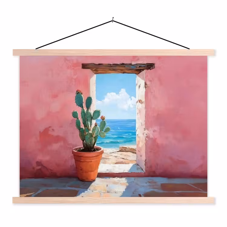 Schoolplaat - Zee - Roze - Cactus — 1