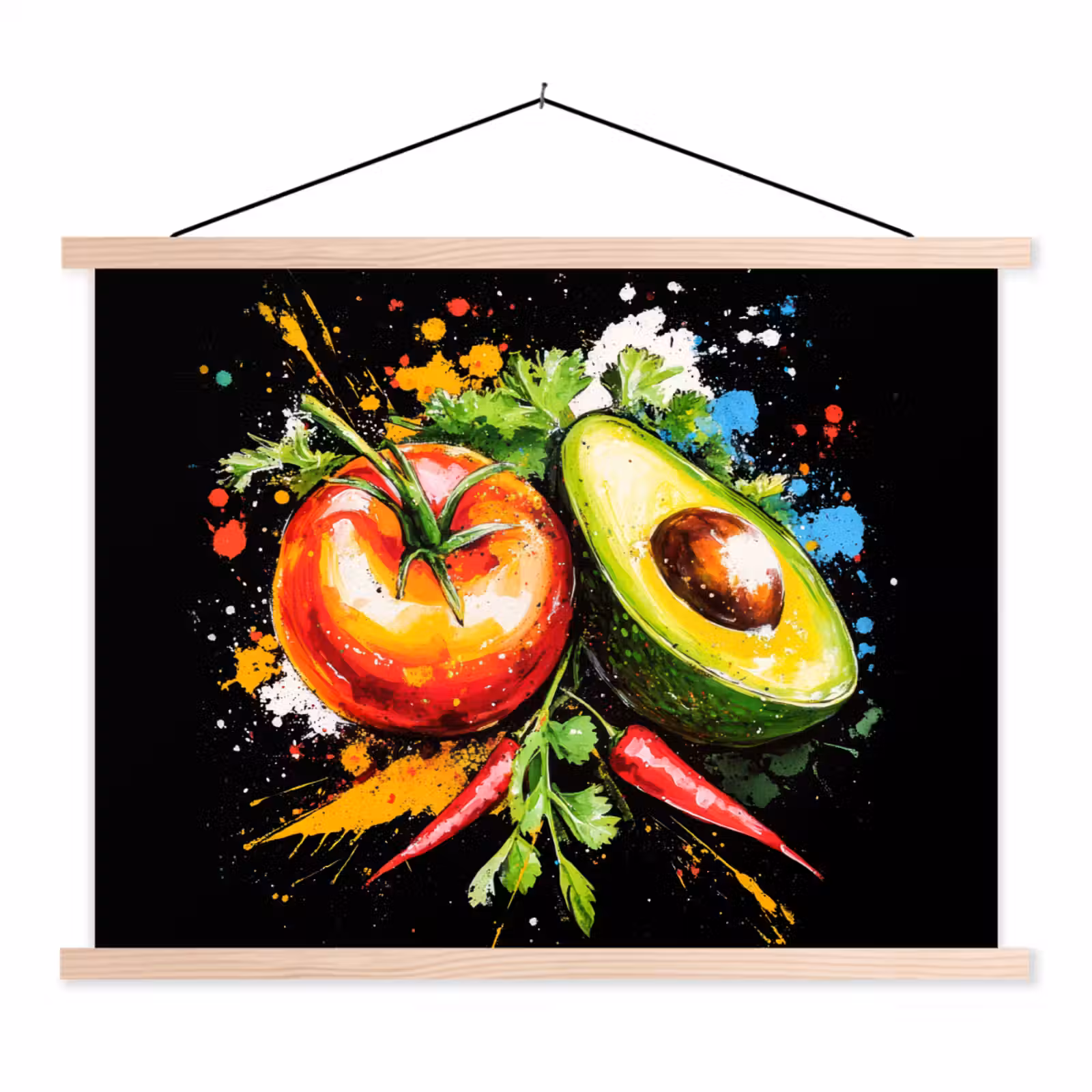 Schoolplaat - Tomaat - Avocado - Peper - Graffiti - Verf - Modern — 1