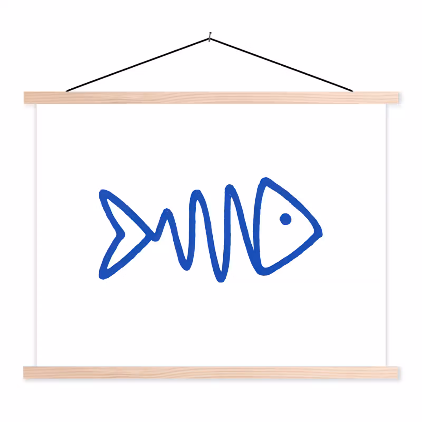 Schoolplaat - Vis - Minimalistisch - Blauw - Lijn — 1