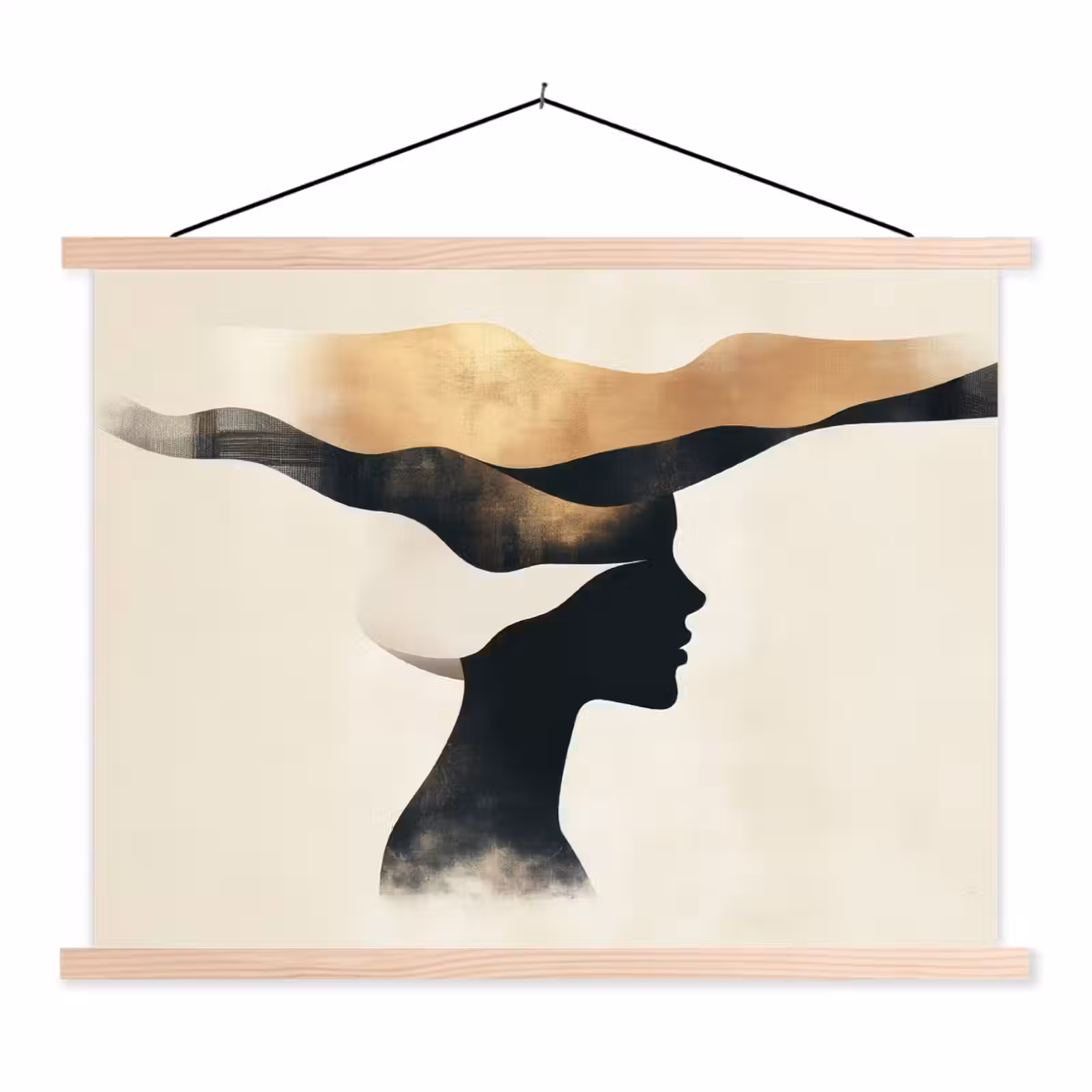 Schoolplaat - Vrouw - Golven - Zwart — 1