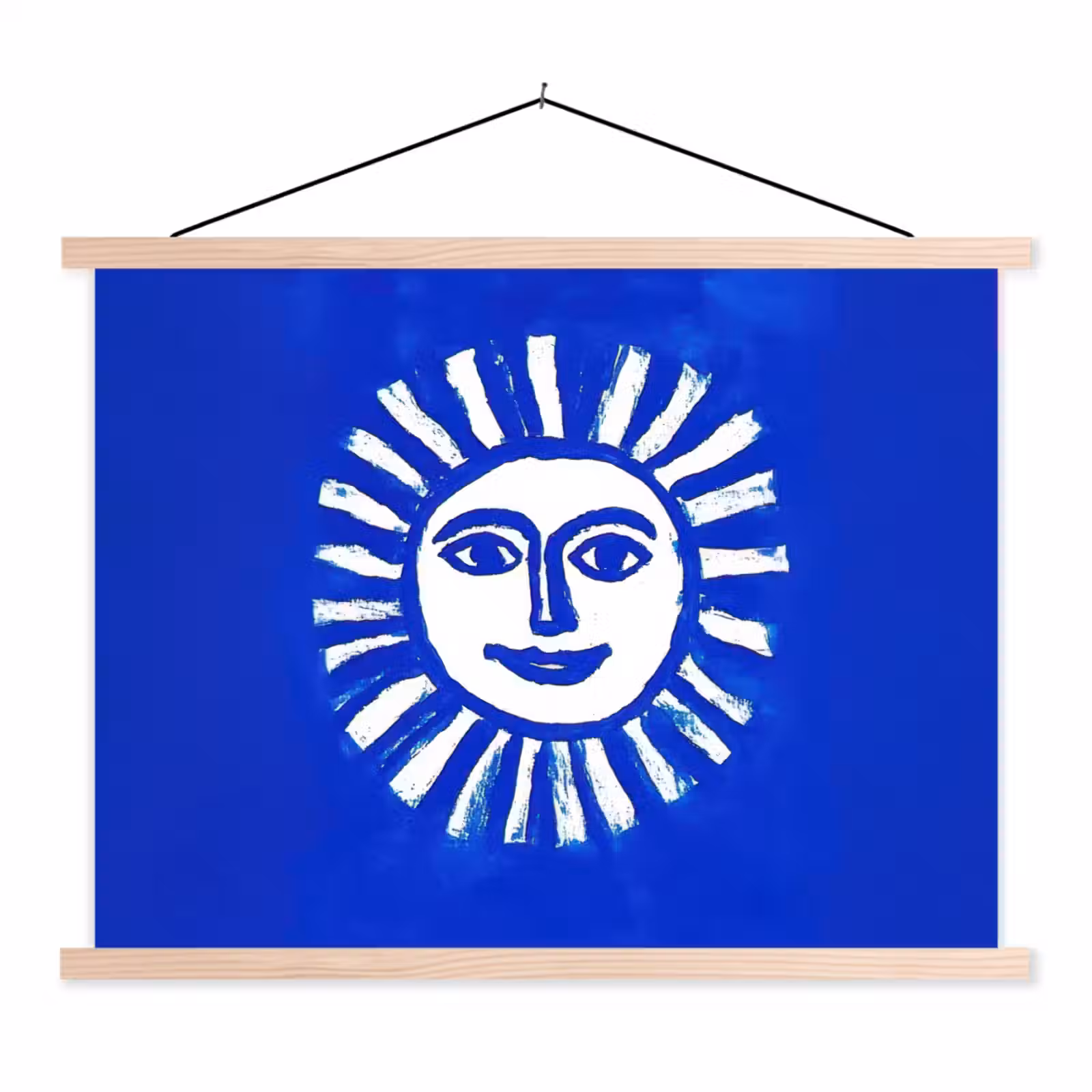 Schoolplaat - Zon - Gezicht - Penseelstructuur - Blauw — 1