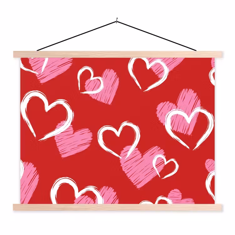 Schoolplaat - Patroon - Hartjes - Roze - Valentijn — 1