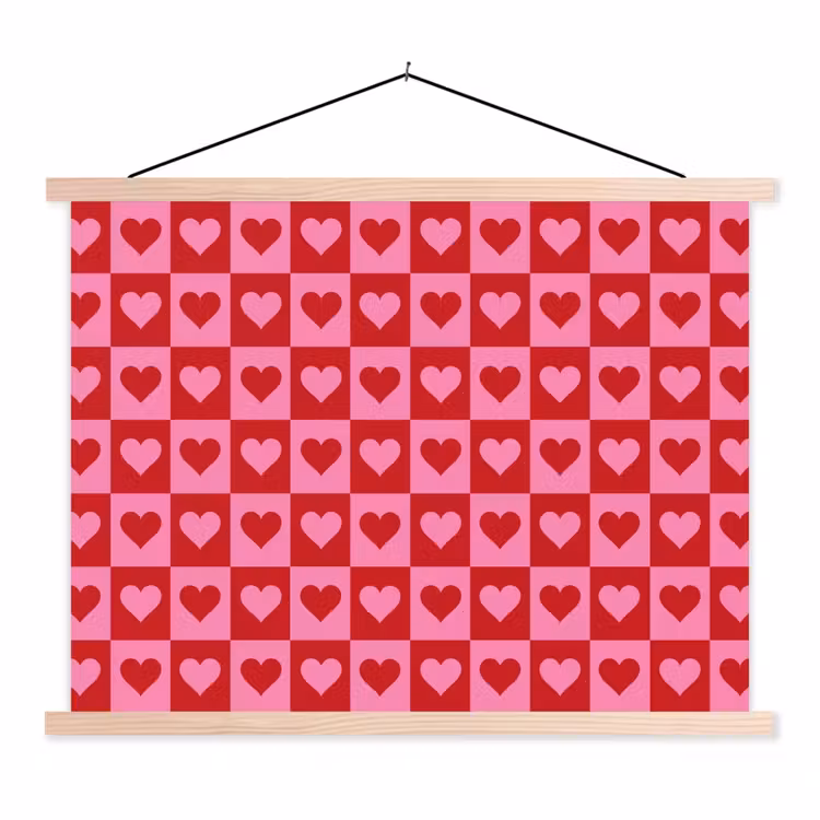 Schoolplaat - Rood - Roze - Schaakbord - Valentijn — 1