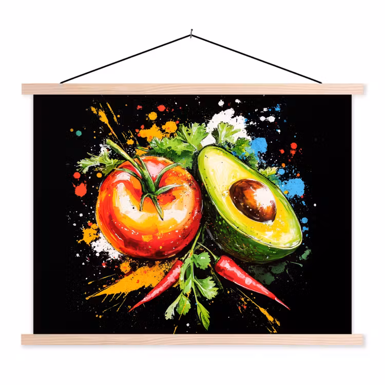 Schoolplaat - Tomaat - Avocado - Peper - Graffiti - Verf - Modern — 1