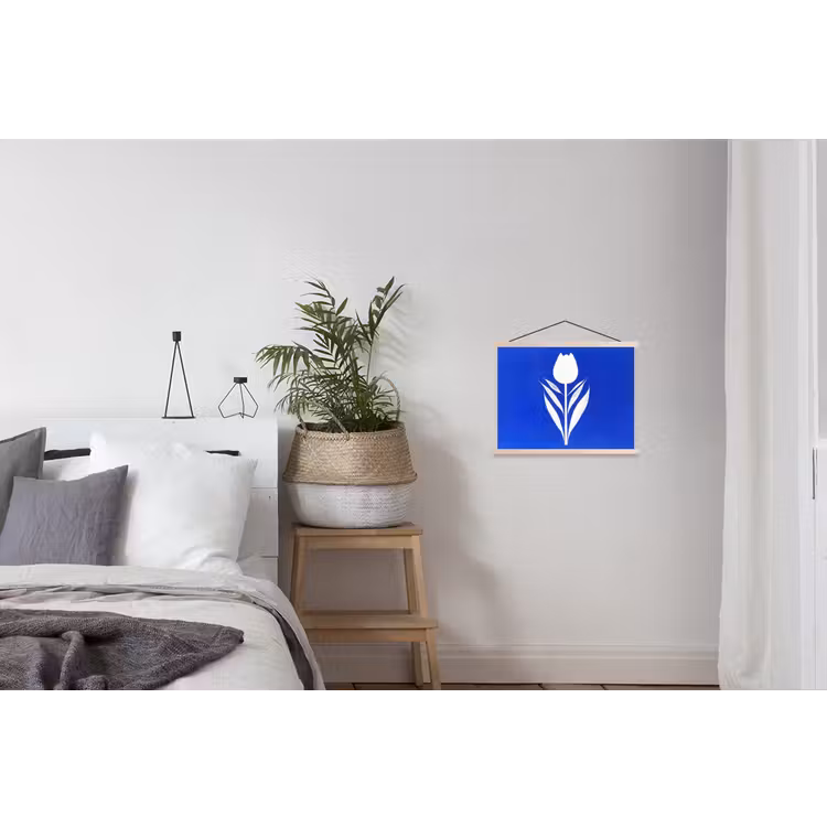 Schoolplaat - Tulp - Minimalistisch - Bladeren - Wit — 2