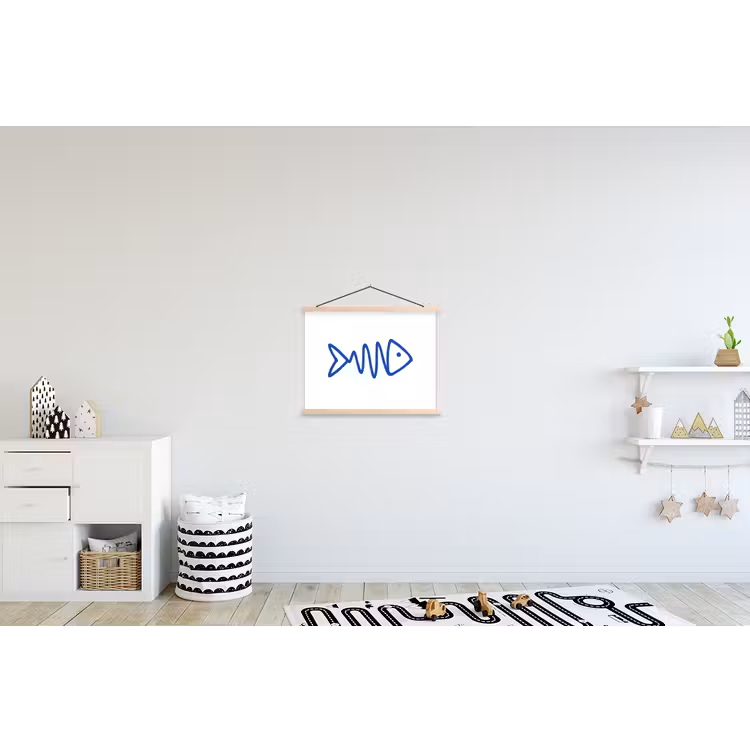 Schoolplaat - Vis - Minimalistisch - Blauw - Lijn — 3