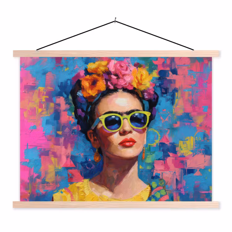 Schoolplaat - Vrolijk portret - Vrouw - Bloemenkroon — 1