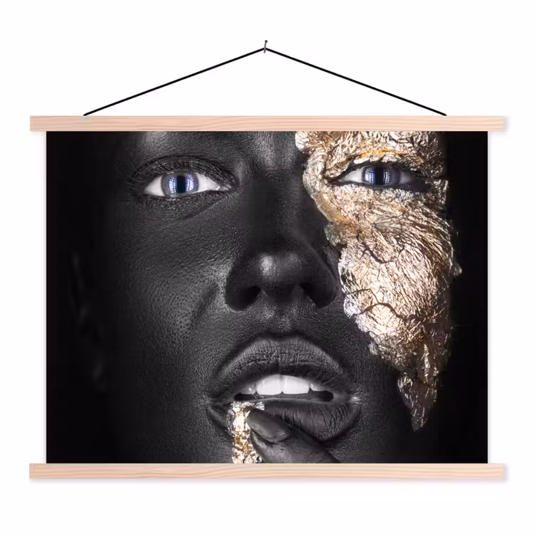 Schoolplaat - Vrouw - Bladgoud - Zwart - Huid - Luxe — 1