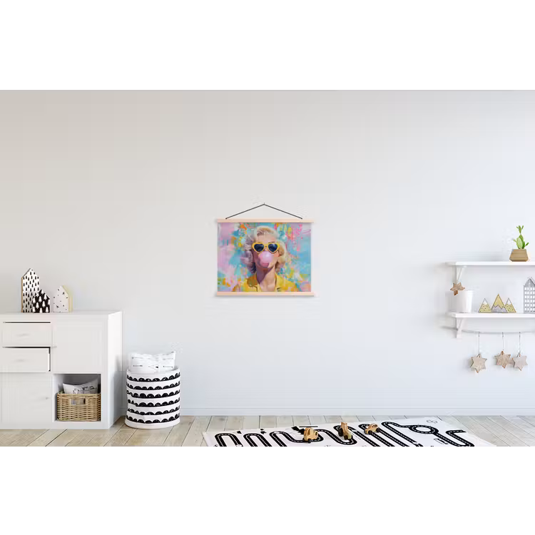 Schoolplaat - Vrouw - Blond - Roze kauwgom - Kleurrijk - Pastel — 3