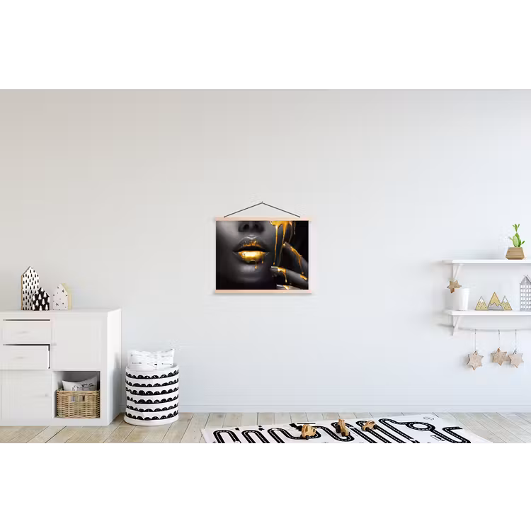 Schoolplaat - Vrouw - Zwart - Goud - Gezicht - Lippen — 3