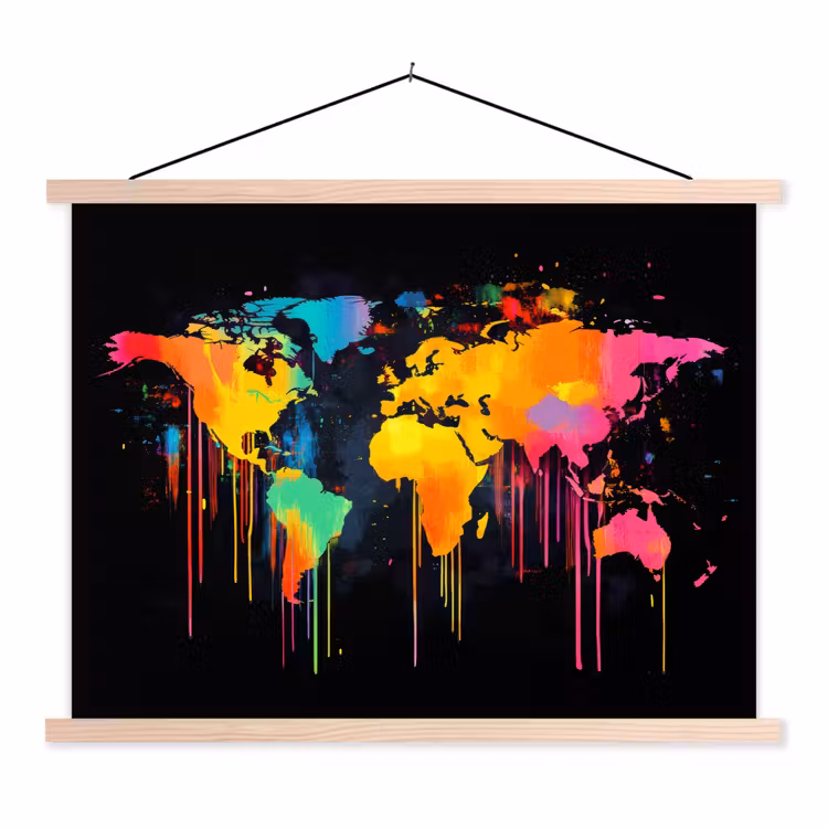 Schoolplaat - Wereldkaart - Verf - Kleurrijk - Graffiti - Wereld — 1