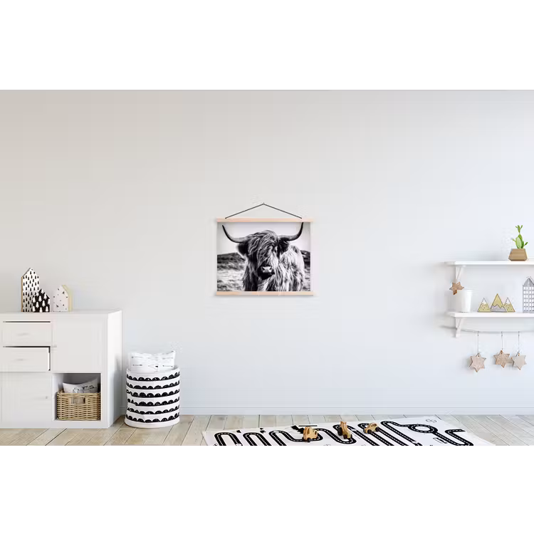 Schoolplaat - Schotse hooglander - Natuur - Koe - Zwart - Wit — 3