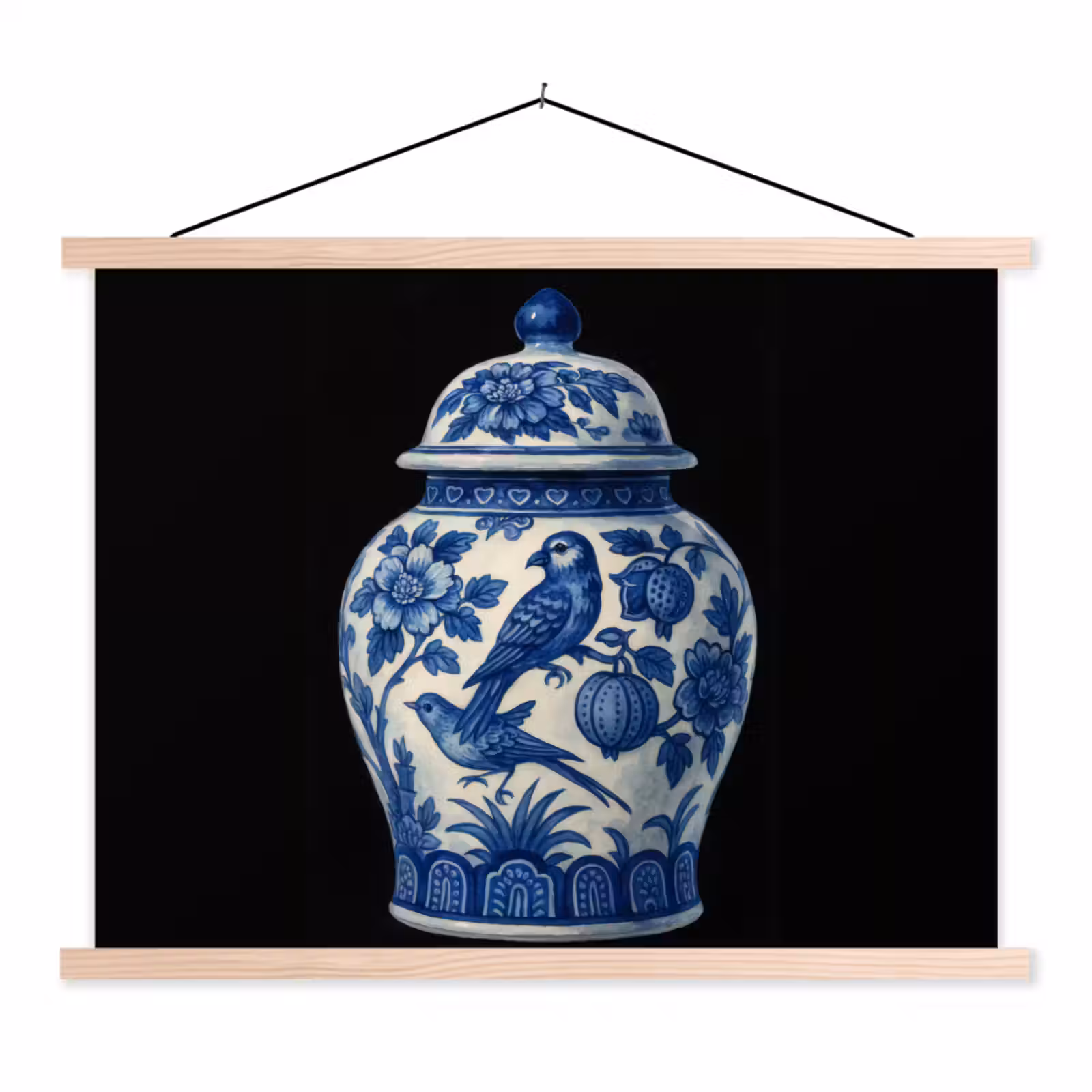 Schoolplaat - Pot - Delfts Blauw - Bloemen — 1