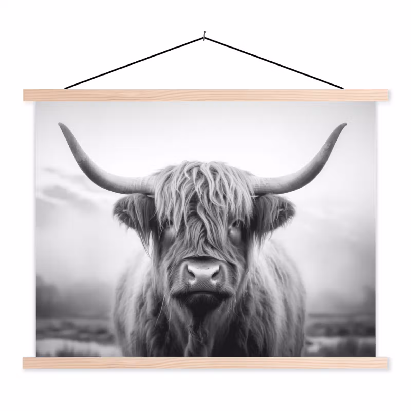 Schoolplaat - Schotse hooglander - Mist - Zwart - Wit — 1