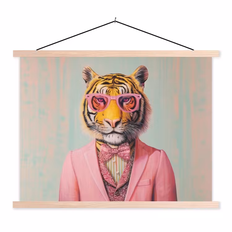 Schoolplaat - Tijger - Strik - Jasje - Roze — 1