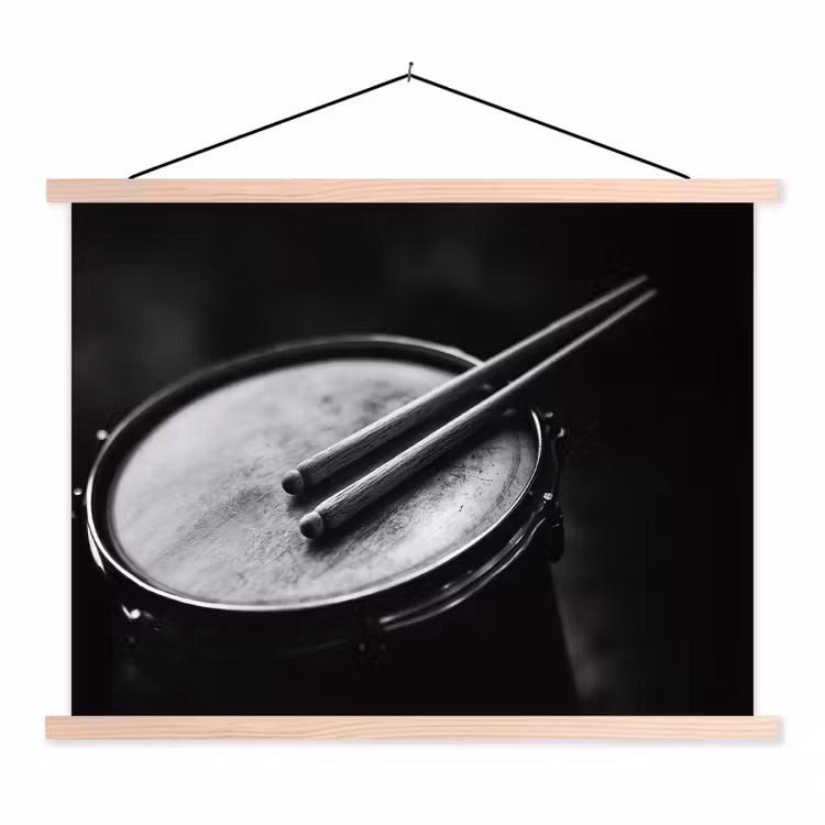 Schoolplaat - Trommel - Close-up - Drumstokken - Zwart — 1
