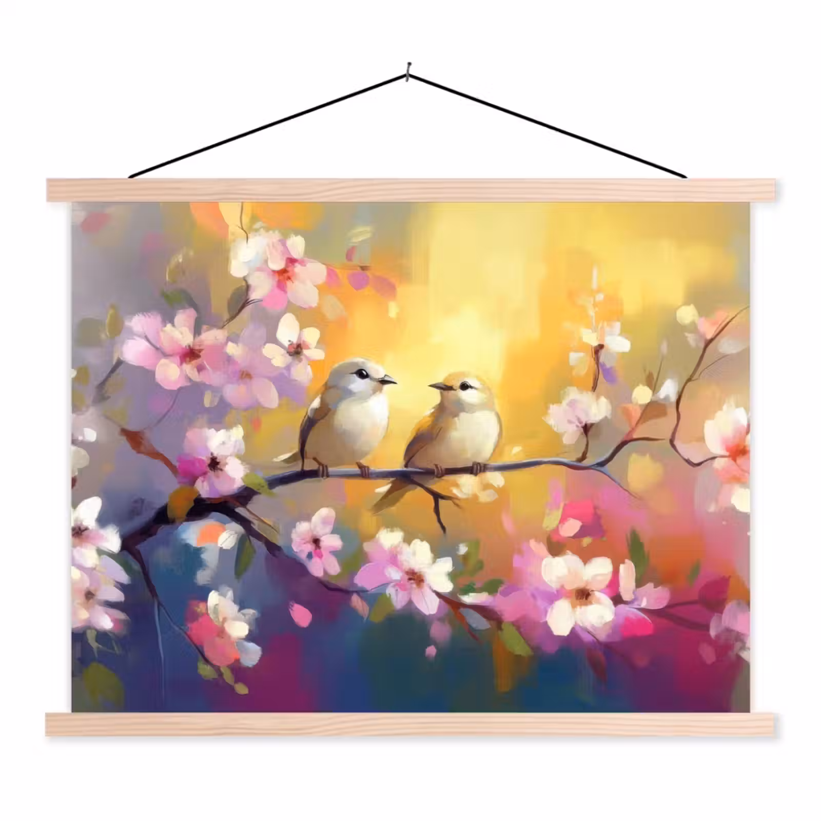 Schoolplaat - Vogels - Bloemen - Roze — 1