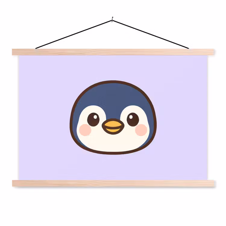 Schoolplaat - Pinguïn - Paars - Schattig — 1