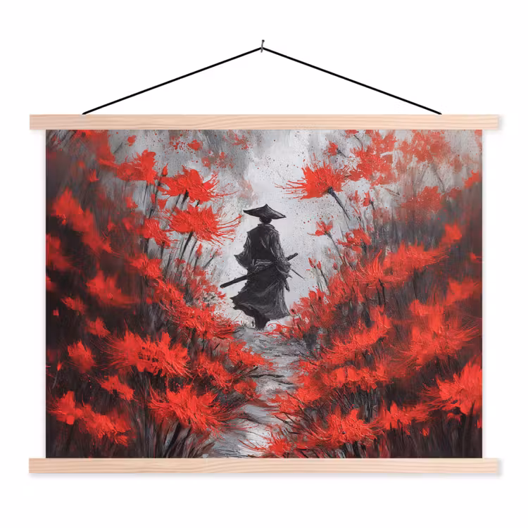 Schoolplaat - Rode bloemen - mistig - Man — 1