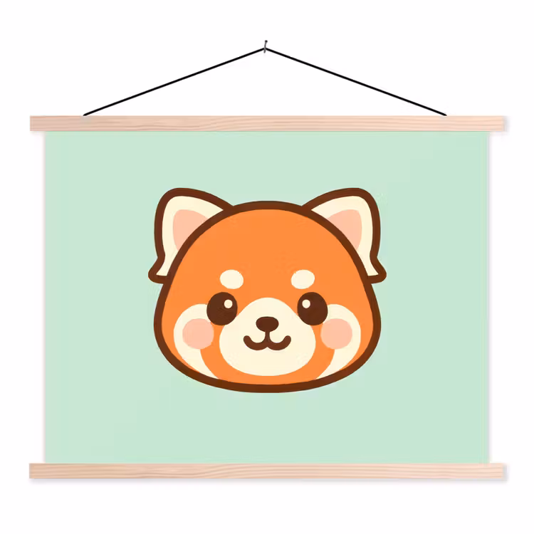 Schoolplaat - Rode panda - Groen - Cartoon — 1
