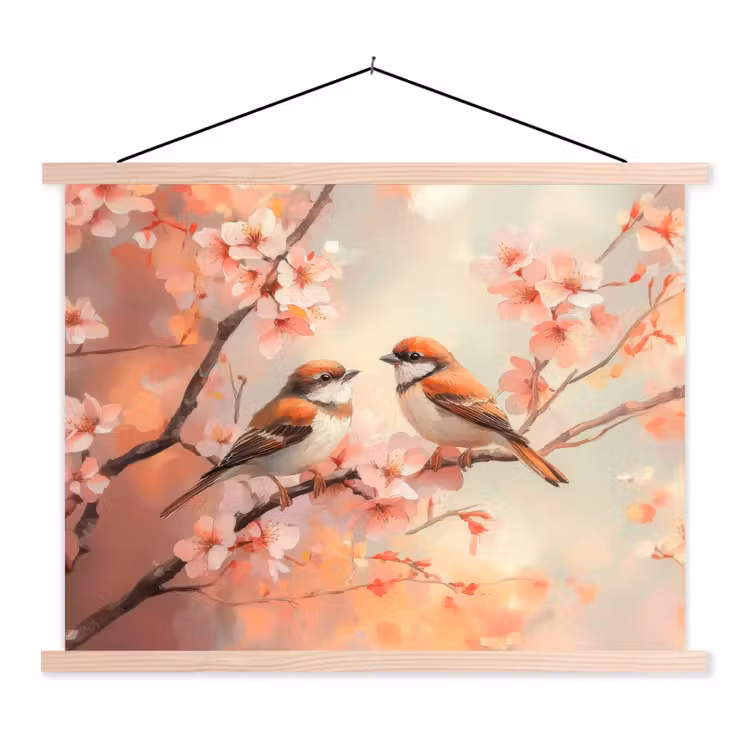 Schoolplaat - Vogels - Romantic - Bloesemtak — 1