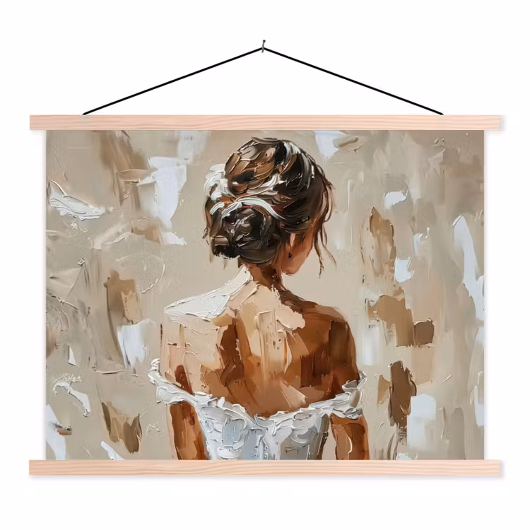 Schoolplaat - Vrouw - Verf - Abstract - Beige - Modern — 1
