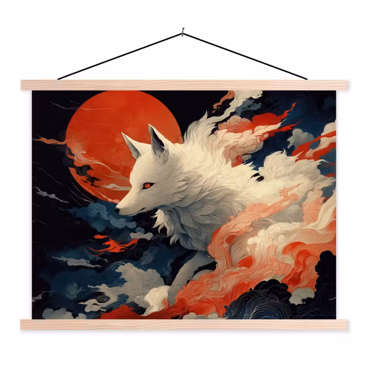 Schoolplaat - Witte vos - wolken - maan — 1