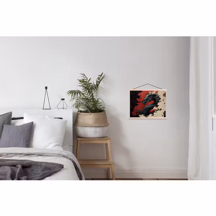 Schoolplaat - Zwarte draak - Rookwolken - Rood — 2