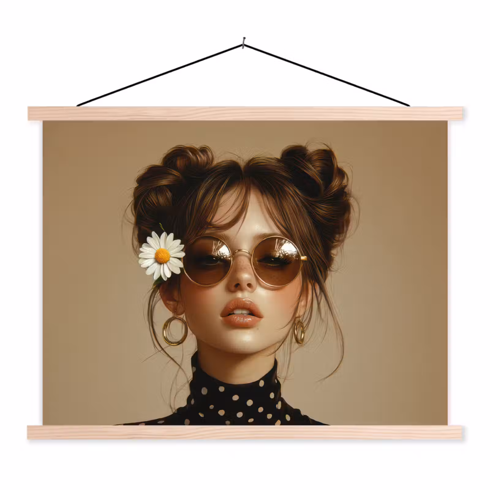 Schoolplaat - Vrouw - Beige - Bloem - Modern - Portret — 1