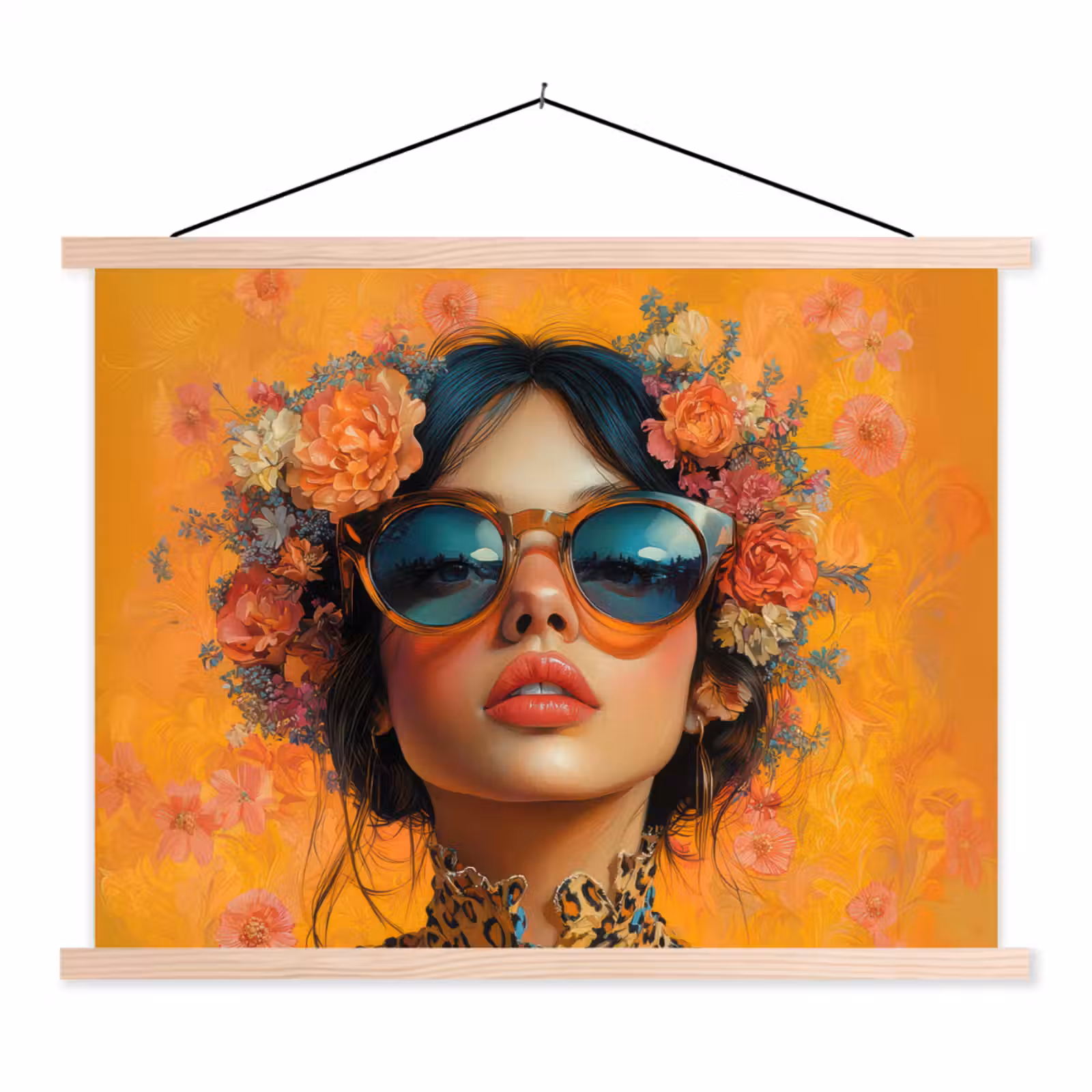 Schoolplaat - Vrouw - Bloemen - Aesthetic - Oranje — 1
