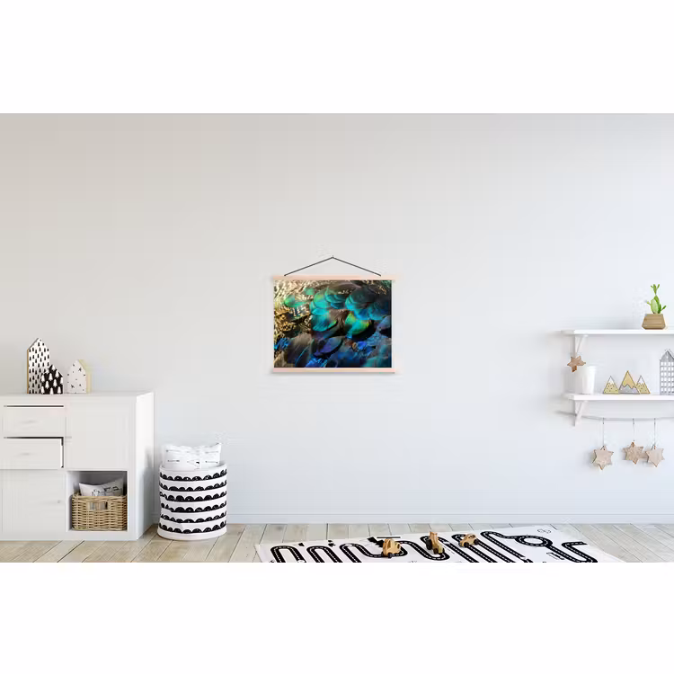 Schoolplaat - Veren - Pauwveren - Pauw - Blauw - Kunst — 3